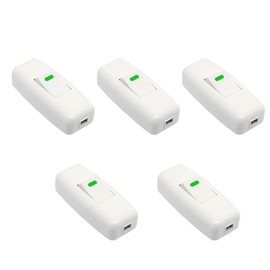 Leloco Lnline Switch 250 V 10 A, Pack of 5 Switch Intermediate Switch Cable Switch Lamp Switch for 2-Core Cable Cord Switch for Lamps Table Lamps White