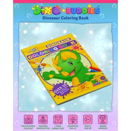 Dino-Buddies® Dinosaur Coloring Book #1 - Kids Coloring Sheets with Cute Illustrations - Creative Coloring Books for Kids - Thick White Paper