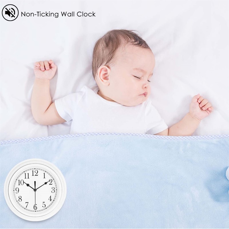 Topkey Silent Wall Clock Kitchen 9 Inch Retro Non-ticking Decorative