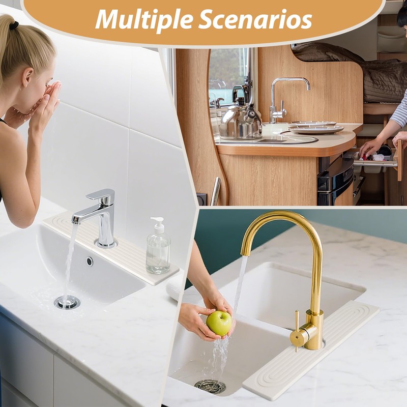 Volminex Diatomite Faucet Mat for Kitchen Sink, Stone Sink Splash