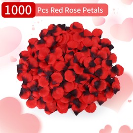 Usmilegift 1000 PCS Artificial Fake Rose Petals for Valentines Day,Flower Petals,Romantic Nightfor Her/Him Set,Wedding, Engagement, Party, in Bulk Flower Decorations（Dark Reddish with Black）