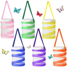 Hiboom 6 Pcs Pop up Insect and Butterfly Habitat Cage Bulk Butterfly Cage for Caterpillars Mini Butterfly Net Habitat Butterfly Enclosure Collapsible Insect Mesh Cage Terrarium, 5.51 x 7.09 Inch