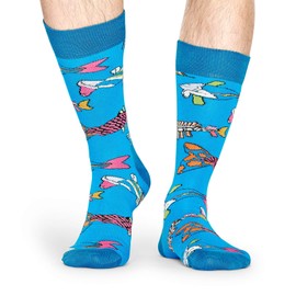 Happy Socks for Men, Women, 1 Pair | The Beatles Novelty Music Themed Patterns | Premium Cotton Sock (Fish & Whales, 36-40)