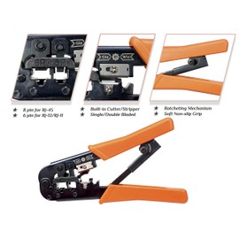 GIZWIZ All-in-one Network Crimping Cutting Stripping Tool 8P/RJ-45, 6P/RJ-12, RJ-11 Modular Ethernet Cables Plugs