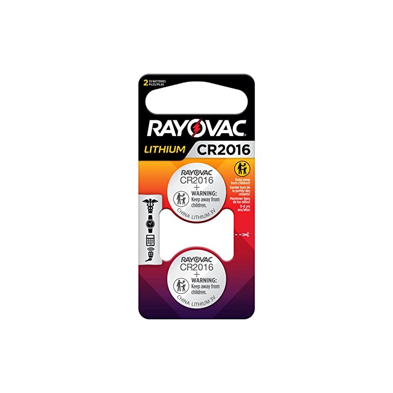 Rayovac CR2016 3V Batteries, 3 Volt Battery Lithium Coin, 2