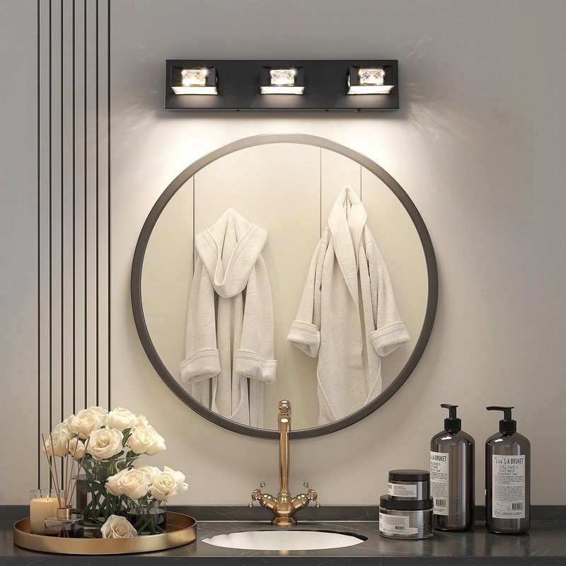 Joossnwell Crystal Bathroom Vanity Lights Black Bathroom Light Fixtures Over