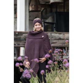 KNIT FACTORY Nicky Poncho, aubergine
