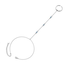 VQGRIXZCE S925 Sterling Silver Finger Ring Eye Evil Bracelet Hand Harness Adjustable Attached Chain Set for Women Jewelry