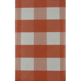 Shades of Autumn Large Gingham Check Vinyl Flannel Back Tablecloth (Autumn Brown, 52" x 90" Oblong)