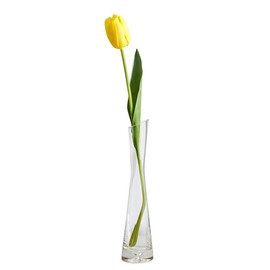 Hand-Made Blown Art Bud Glass Vase Clear Glass Bud Flower Vase Heavy Base Single Stem Vase Decorative Small Vases for Flower and Office Bud Home Wedding Decor