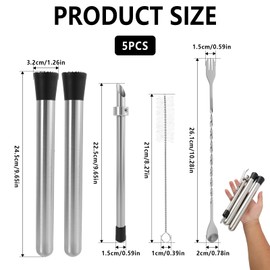 5 Pcs Straw Puncher and Muddler, Lemon Smasher Set Thickened upgraded stainless steel material for Lemonade Plastic Lids Cups, cocktails, Straw Hole Puncher, Fresh Squeezed Lemonade Stand Supplies