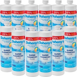 Doheny's Super Algaecide Plus | 100% Professional-Grade | Effective Against Most Types of Algae | 7.1% Chelated Copper (Chelated to Protect from Staining) | Non-Foaming Formula | (12) 40oz Bottles