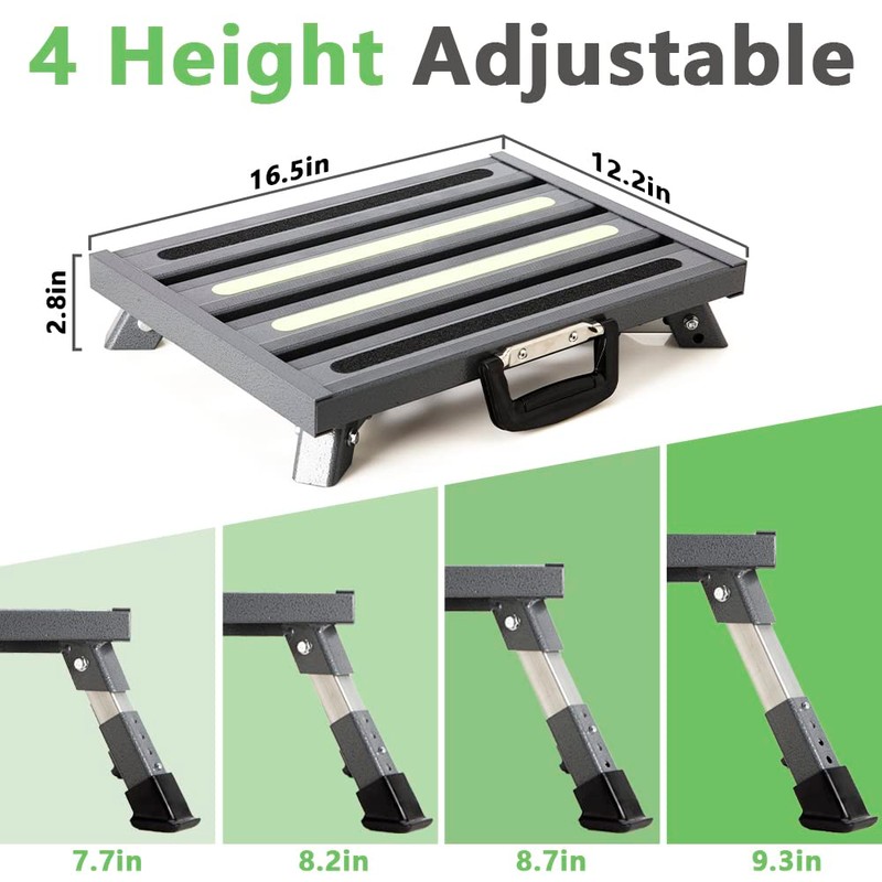 GarfatolRv Aluminum RV Steps, 4-Level Adjustable Folding Step Stool with