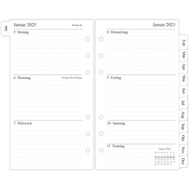 newestor 2026 Weekly Planner Insert Personal A6, 1 Week on 2 Pages with Tabs, 9.5 x 17.1 cm