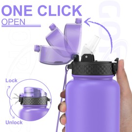 GOPPUS 1.2L/40oz Stainless Water Bottle with Straw Large Thermal Bottle 1200ml Flip Top Metal Bottles Cold Drink Leakproof Flask Big Drinks Bottles Double Walled Insulated Bottle Travel Water Bottle
