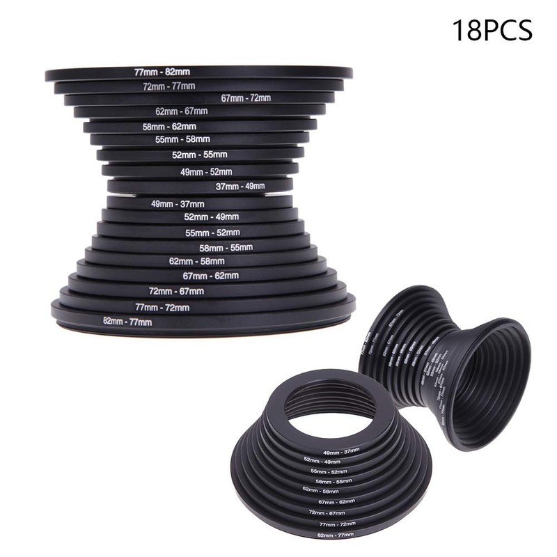 AEARJOHN Camera Filter Adapters, 18 Pieces Step Up and Down