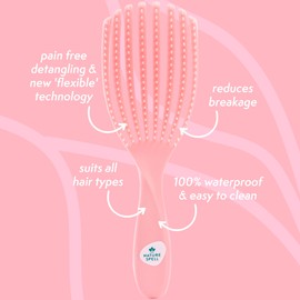 Nature Spell FlexiFlow Detangling Hair Brush, Flexible Strands for Gentle Brushing, Eliminates Knots & Reduces Breakage, Suitable for All Hair Types, Pink