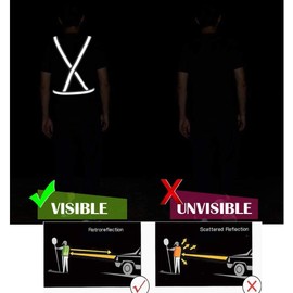 Reflective Vest,Adjustable Elastic Lightweight & High Visibility Safety Vest for Running, Jogging, Walking, Cycling, Work Fits Over Outdoor Clothing Motorcycle Jacket Outdoor Gear (Black)