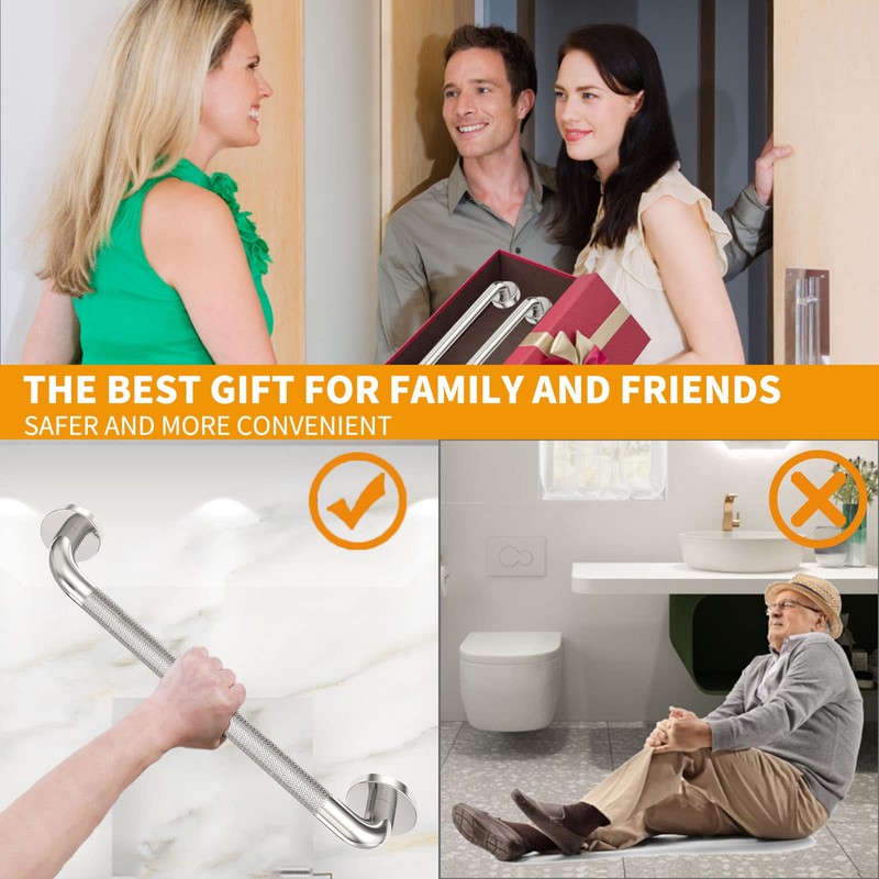 2 Pack Shower Grab Bar with Knurled Anti-Slip Grip 18