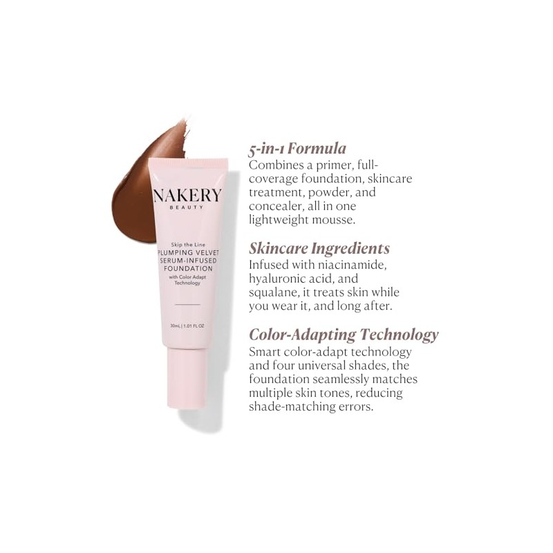 Base de maquillaje Nakery 5 en 1 con cobertura total