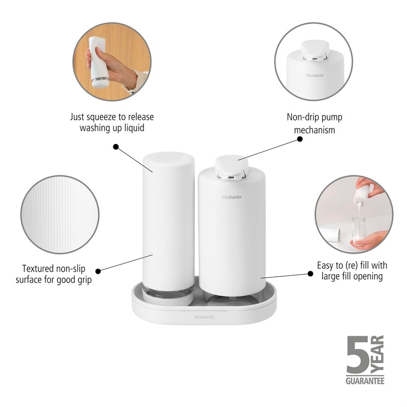 Brabantia - SinkStyle Soap Dispenser Set with 2 Stylish Dispensers