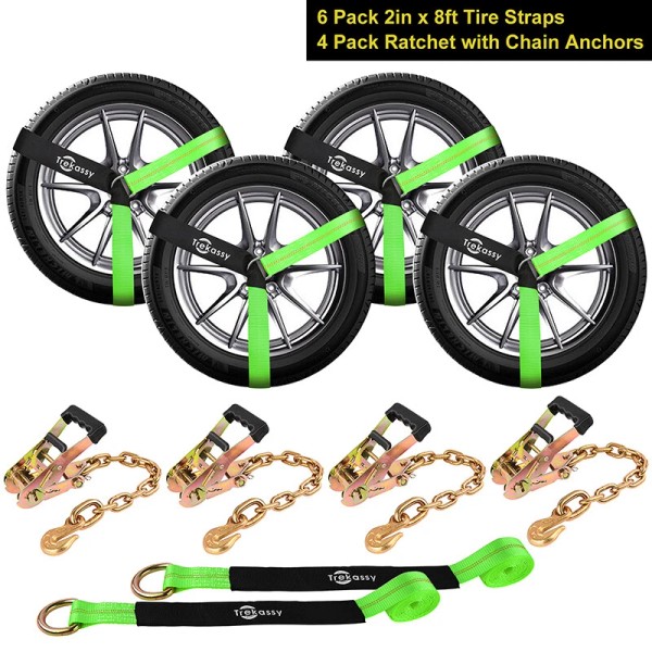 Trekassy 6 Pack Lasso Car Wheel Tie Down Ratchet Tire