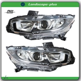 munirater Fit For 2016-2020 Honda Civic Headlight Left + Right Assembly Set Chrome Pair