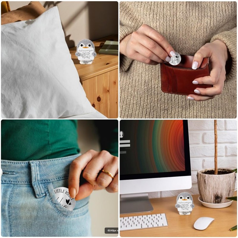 Glowjoy Positive Penguin Geschenk, Pinguin Kuscheltier, Kleines Kuscheltier Glücksbringer, Geduldsfaden