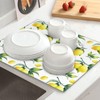 Yellow Lemon Green Leaves Dish Drying Mat For Kitchen Counter