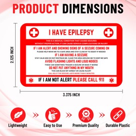 Elm City Direct Epilepsy Medical Alert Wallet Card, Credit Card Size, Seizure Disorder Emergency ID for Quick Recognition, Medical Supplies & Equipment for Epilepsy Care, Set of 2 (2)