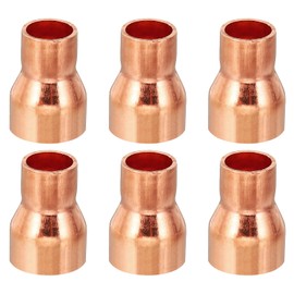 PATIKIL 15mm to 10mm ID Copper Reducer, 6pcs 99.9% Pure Copper Reducing Coupling Pressure Fitting Pipe Tube Connector Adapter with Sweat Solder Connection for HVAC Refrigeration System