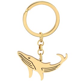 RAIDIN Stainless Steel Gold Silver Plated Cute Ocean Animal Key Ring Shark Whale Dolphin Key Ring for Women Girls Car Key Charms, Gold-074 Whale