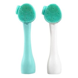 Cepillo Limpiador Facial Exfoliante, Limpieza Profunda para Depurar Poros, Desmaquillaje. Para Todos Los Tipos de Piel (MENTA CON BLANCO)