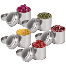 berjalan Pack of 6 Mini Tea Canisters with Airtight Lids, Mini Tin Plate Tin and Small Round Kitchen Tins for Tea (Rose Gold)