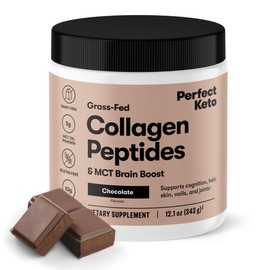 Perfect Keto Collagen Peptides Protein Powder with MCT Oil, Hydrolyzed Collagen, Type I & III Supplement, Gluten Free, Grass Fed, Low Carb, Keto Coffee Creamer, Collagen for Women & Men, Chocolate