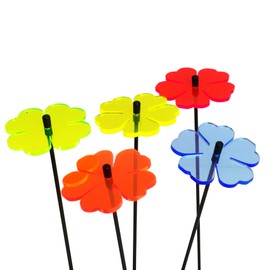 Glowing Double Blossoms Sun Catcher Garden Decor Ornaments Set of 5 Garden Stakes 25cm/9.8 inches high Indoor Outdoor Yard Gardeners Gift, Colour:Mixed Colours