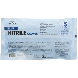 ForPro Professional Collection 30 Pack Small Blue Nitrile Gloves Disposable Food Safe Puncture Resistant 4 Mil