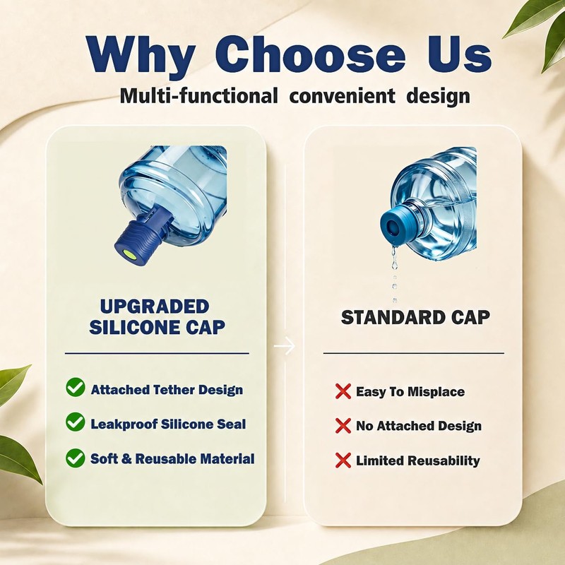 6pcs Silicone 5 Gallon Water Jug Cap Reusable Caps for