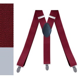 NestNook Heavy Duty Mens Women Braces Suspenders 1.4 Inch Wide Y-Back Adjustable Elastic 3 Strong Metal Clips Formal & Casual Wear, Claret