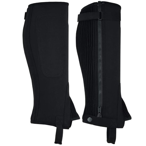 TackField Unisex Adult Amara Synthetic Equestrian Half Chaps (Black, X-Large)