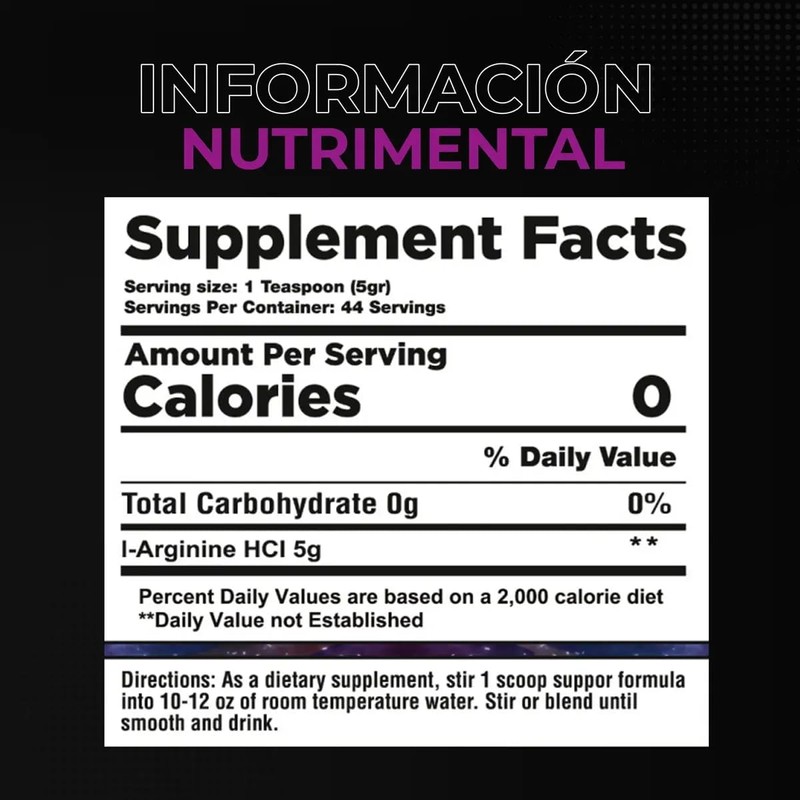 L-Arginina HCL en Polvo 220 g