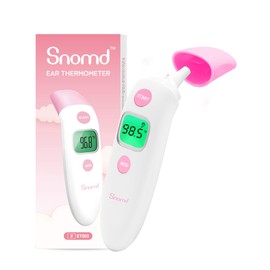 Snomd Forehead and Ear Thermometer 3 in 1 Non-Contact Backlight Body Object Temperature Checking Sensor Touchless Digital Thermometer with Fever Alert