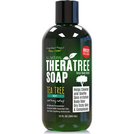 Oleavine TheraTree Tea Tree Oil Soap with Neem Oil - 12oz - Helps Skin Irritation, Body Odor, & Helps Restore Healthy Complexion for Body and Face TheraTree