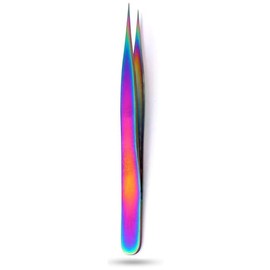 PRECISE CANADA: STAINLESS STEEL MULTI RAINBOW COLOR 3D EYELASH EXTENSION TWEEZERS STRAIGHT FINE POINT