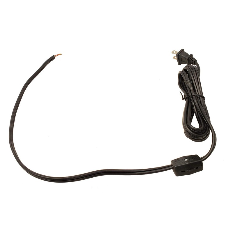 B&P Lamp® 8 Foot Black Cord Set W/Rotary On-Off Switch,