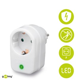 Goobay 51270 Netz-und Überspannungsschutz, Steckdosenadapter, Schutzkontaktsteckdose, weiß, 230 V, max. 3500 W