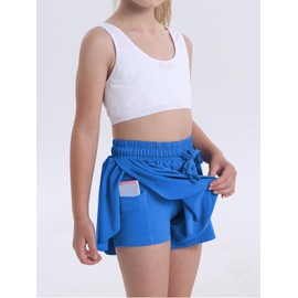 Flowy Shorts for Teen Girls Athletic Running Biker Shorts Youth Butterfly Shorts（DarkBlue-XXS）