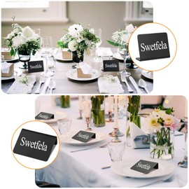 20 Chalkboard Small Set, Small Boards for Labelling, Price Tags Stand in L Shape, Buffet Signs with 2 Pens and 1 Cleaning Cloth, Slate Board for Catering, Buffet, Cafe, Wedding, Party