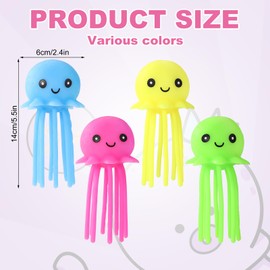 4 Stück Oktopus Wasserbälle, Neuartige Lächelnde Oktopus Wasserbälle aus Gummi Süßes Schwimmendes Badespielzeug für Kinder Badespielzeug Geschenktütenfüller (Gelb, Rosa, Grün, Blau)