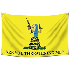 Gadsden Are You Threatening Me 3x5Ft Flag Funny Banner UV Resistance Fading Durable Man Cave Wall Banner for College Dorm Room Decor Tapestries